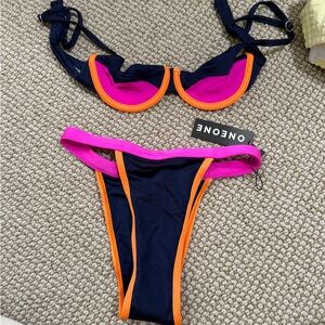ONEONE Women's Pink and Orange Bikini Set